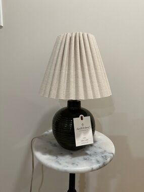 NWT Hearth & Hand with Magnolia Ribbed Ceramic Table Lamp Green/Oatmeal